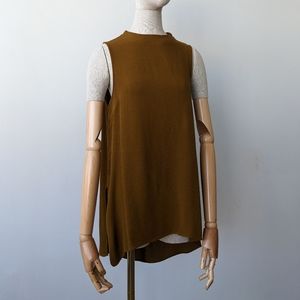 Topshop Women's Ochre Brown High-Low Sleeveless Tunic Top size 4